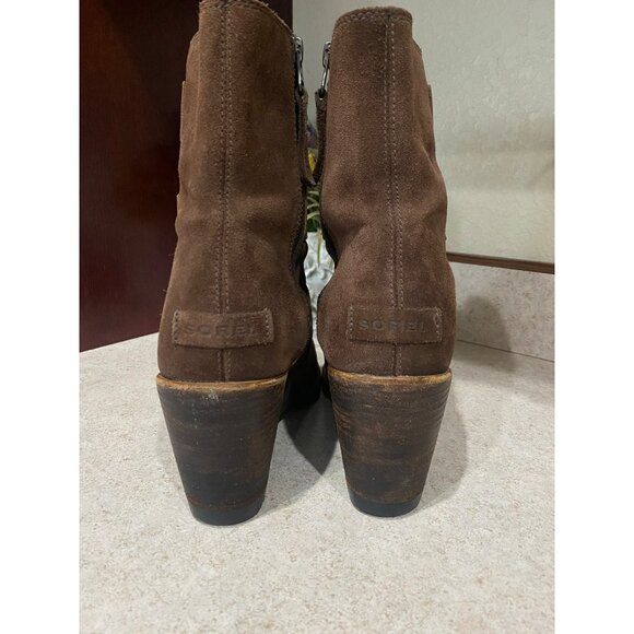 Sorel Women's After Hours Boot Brown Suede Mid Bootie Wedge Heel Lug Sole Size 9 - Picture 7 of 8